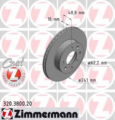 Otto Zimmermann 320.3800.20 Front brake disc ventilated 320380020