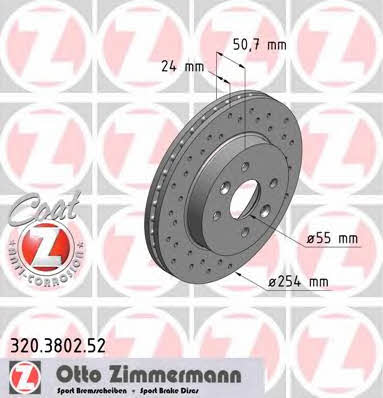 Otto Zimmermann 320.3802.52 Front brake disc ventilated 320380252