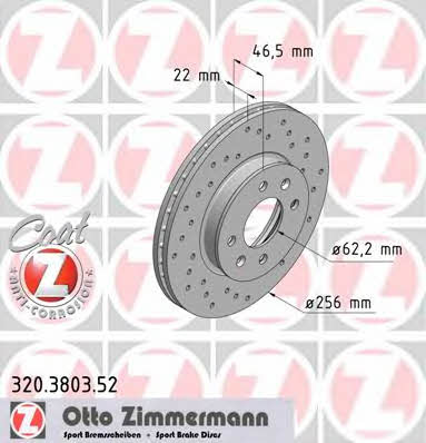 Otto Zimmermann 320.3803.52 Front brake disc ventilated 320380352