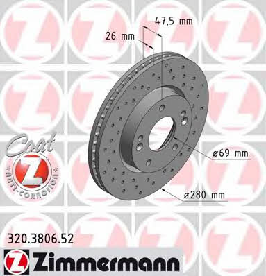 Otto Zimmermann 320.3806.52 Front brake disc ventilated 320380652