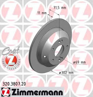 Otto Zimmermann 320.3807.20 Rear ventilated brake disc 320380720