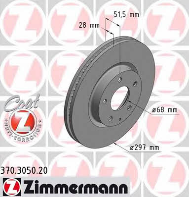 Front vented brake disc Otto Zimmermann 370.3050.20
