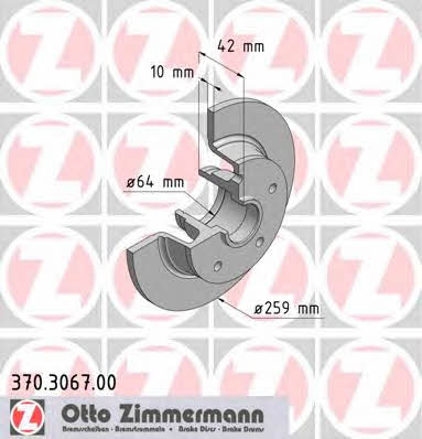 Otto Zimmermann 370.3067.00 Rear brake disc, non-ventilated 370306700