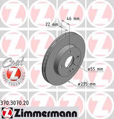 Otto Zimmermann 370.3070.20 Front brake disc ventilated 370307020
