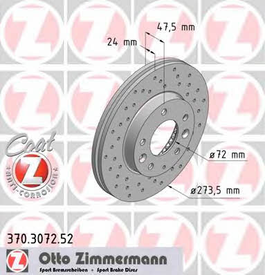 Otto Zimmermann 370.3072.52 Front brake disc ventilated 370307252