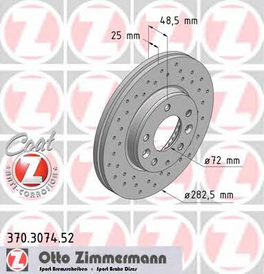 Otto Zimmermann 370.3074.52 Front brake disc ventilated 370307452