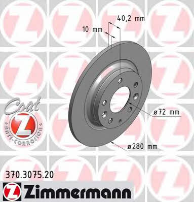 Rear solid brake disc Otto Zimmermann 370.3075.20