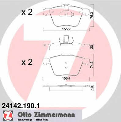 Otto Zimmermann 24142.190.1 Brake Pad Set, disc brake 241421901