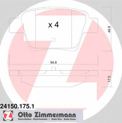 Otto Zimmermann 24150.175.1 Brake Pad Set, disc brake 241501751