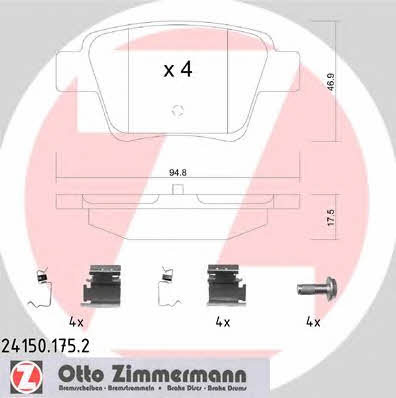 Otto Zimmermann 24150.175.2 Brake Pad Set, disc brake 241501752