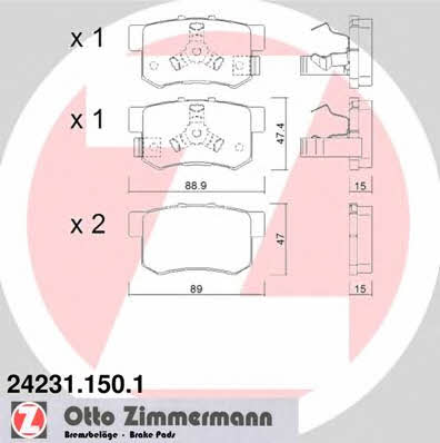 Otto Zimmermann 24231.150.1 Brake Pad Set, disc brake 242311501