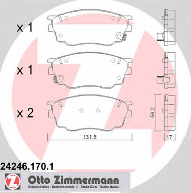 Otto Zimmermann 24246.170.1 Brake Pad Set, disc brake 242461701