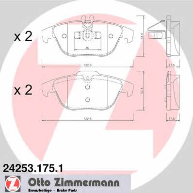 Otto Zimmermann 24253.175.1 Brake Pad Set, disc brake 242531751