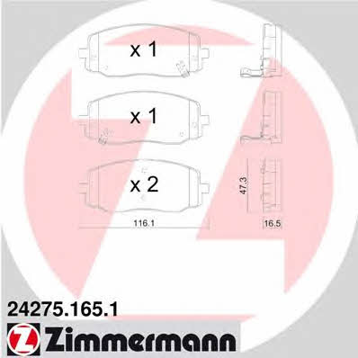 Otto Zimmermann 24275.165.1 Brake Pad Set, disc brake 242751651