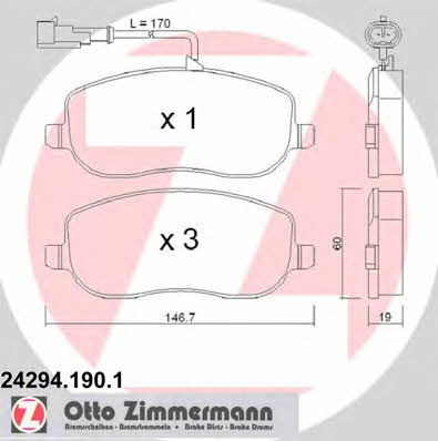Otto Zimmermann 24294.190.1 Brake Pad Set, disc brake 242941901