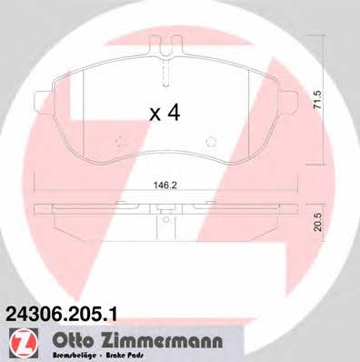 Otto Zimmermann 24306.205.1 Brake Pad Set, disc brake 243062051
