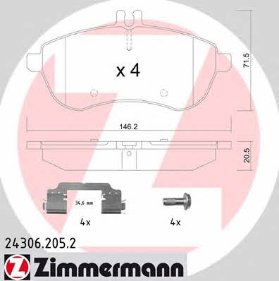 Otto Zimmermann 24306.205.2 Brake Pad Set, disc brake 243062052