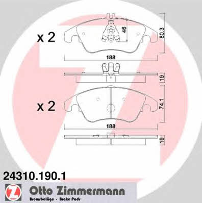 Otto Zimmermann 24310.190.1 Brake Pad Set, disc brake 243101901