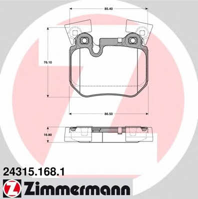 Otto Zimmermann 24315.168.1 Brake Pad Set, disc brake 243151681