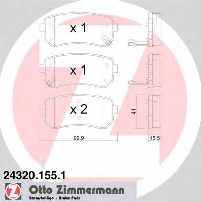 Otto Zimmermann 24320.155.1 Brake Pad Set, disc brake 243201551