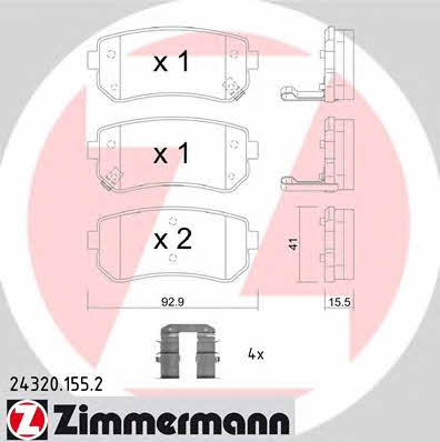 Otto Zimmermann 24320.155.2 Brake Pad Set, disc brake 243201552