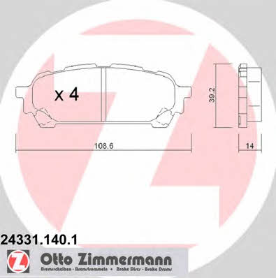 Otto Zimmermann 24331.140.1 Brake Pad Set, disc brake 243311401