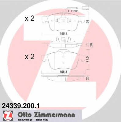 Otto Zimmermann 24339.200.1 Brake Pad Set, disc brake 243392001