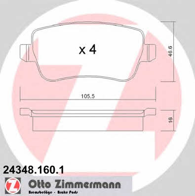 Otto Zimmermann 24348.160.1 Brake Pad Set, disc brake 243481601