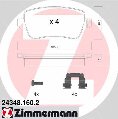 Otto Zimmermann 24348.160.2 Brake Pad Set, disc brake 243481602