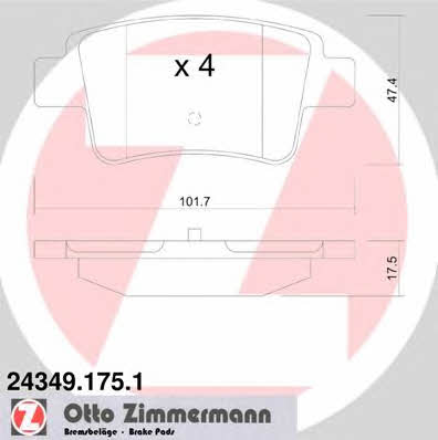 Otto Zimmermann 24349.175.1 Brake Pad Set, disc brake 243491751