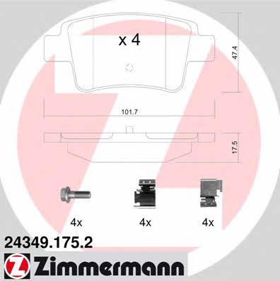 Otto Zimmermann 24349.175.2 Brake Pad Set, disc brake 243491752