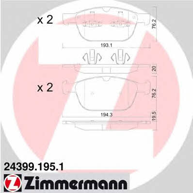 Otto Zimmermann 24399.195.1 Brake Pad Set, disc brake 243991951