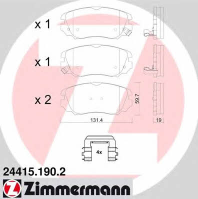 Otto Zimmermann 24415.190.2 Brake Pad Set, disc brake 244151902