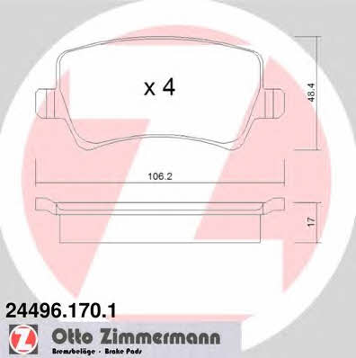 Otto Zimmermann 24496.170.1 Brake Pad Set, disc brake 244961701