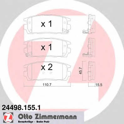 Otto Zimmermann 24498.155.1 Brake Pad Set, disc brake 244981551