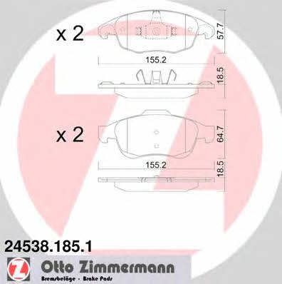 Otto Zimmermann 24538.185.1 Brake Pad Set, disc brake 245381851