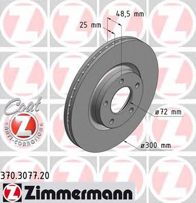 Otto Zimmermann 370.3077.20 Front brake disc ventilated 370307720