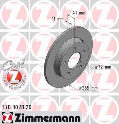 Rear solid brake disc Otto Zimmermann 370.3078.20