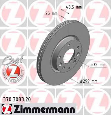 Otto Zimmermann 370.3083.20 Front brake disc ventilated 370308320
