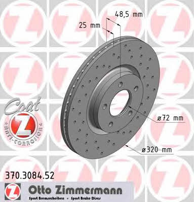 Otto Zimmermann 370.3084.52 Front brake disc ventilated 370308452