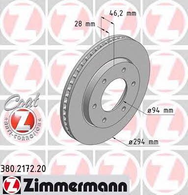 Otto Zimmermann 380.2172.20 Front brake disc ventilated 380217220