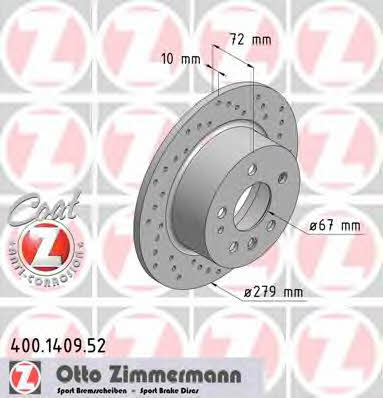 Otto Zimmermann 400.1409.52 Brake disc 400140952