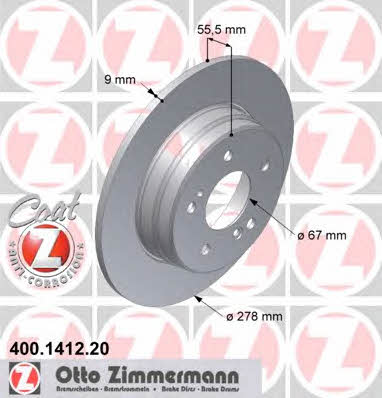Otto Zimmermann 400.1412.20 Rear brake disc, non-ventilated 400141220