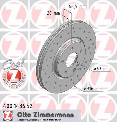 Otto Zimmermann 400.1436.52 Brake disc 400143652