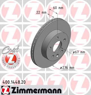 Otto Zimmermann 400.1448.20 Front brake disc ventilated 400144820