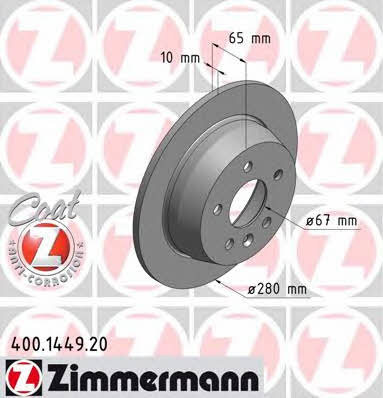 Otto Zimmermann 400.1449.20 Rear brake disc, non-ventilated 400144920