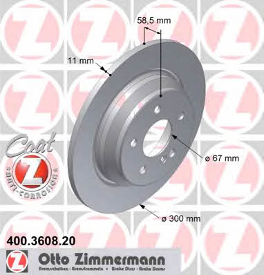 Otto Zimmermann 400.3608.20 Rear brake disc, non-ventilated 400360820