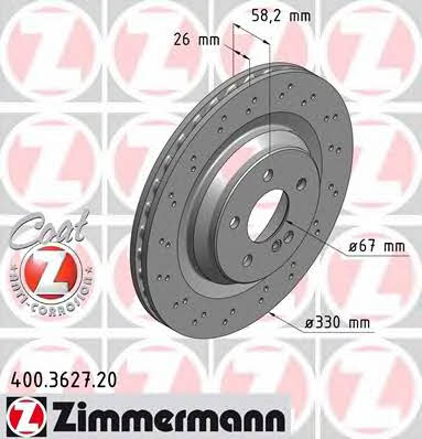 Otto Zimmermann 400.3627.20 Rear ventilated brake disc 400362720
