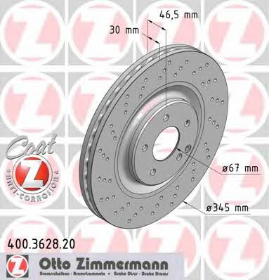 Otto Zimmermann 400.3628.20 Front brake disc ventilated 400362820