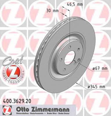 Otto Zimmermann 400.3629.20 Brake disc 400362920
